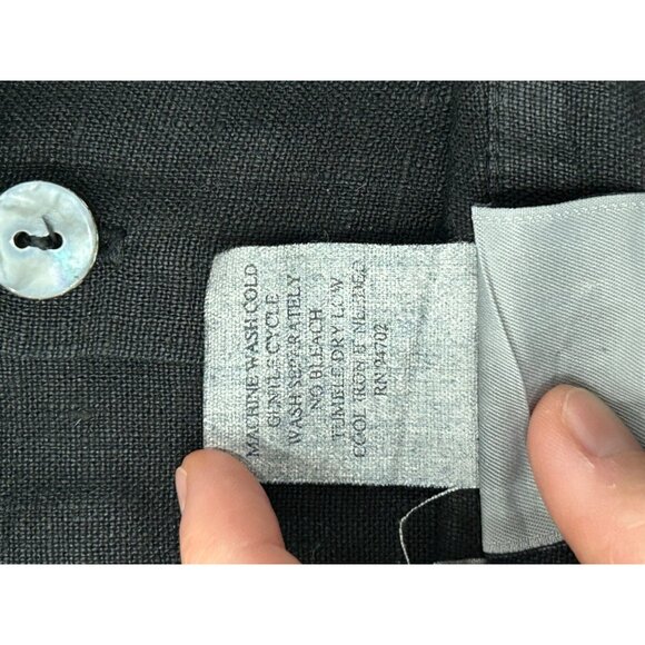 Black Linen Button-Up Womens Shirt By Hot Cotton Marc Ware Sz 1X - Picture 7 of 9